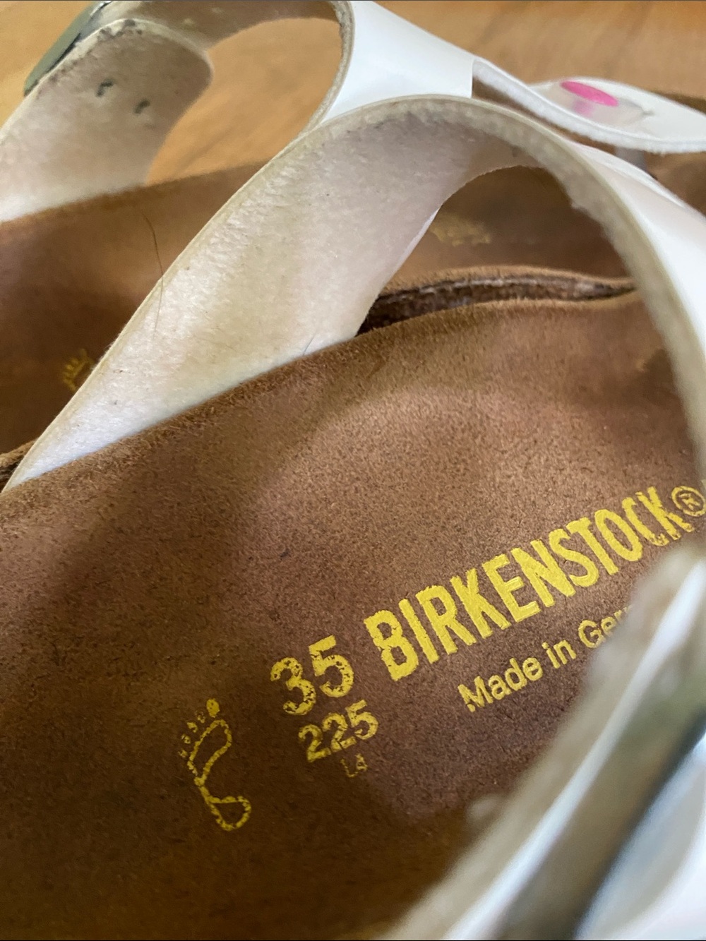 Birkenstock Gizeh 35, White Thong Sandals with Pink Accents - Picture 9 of 15